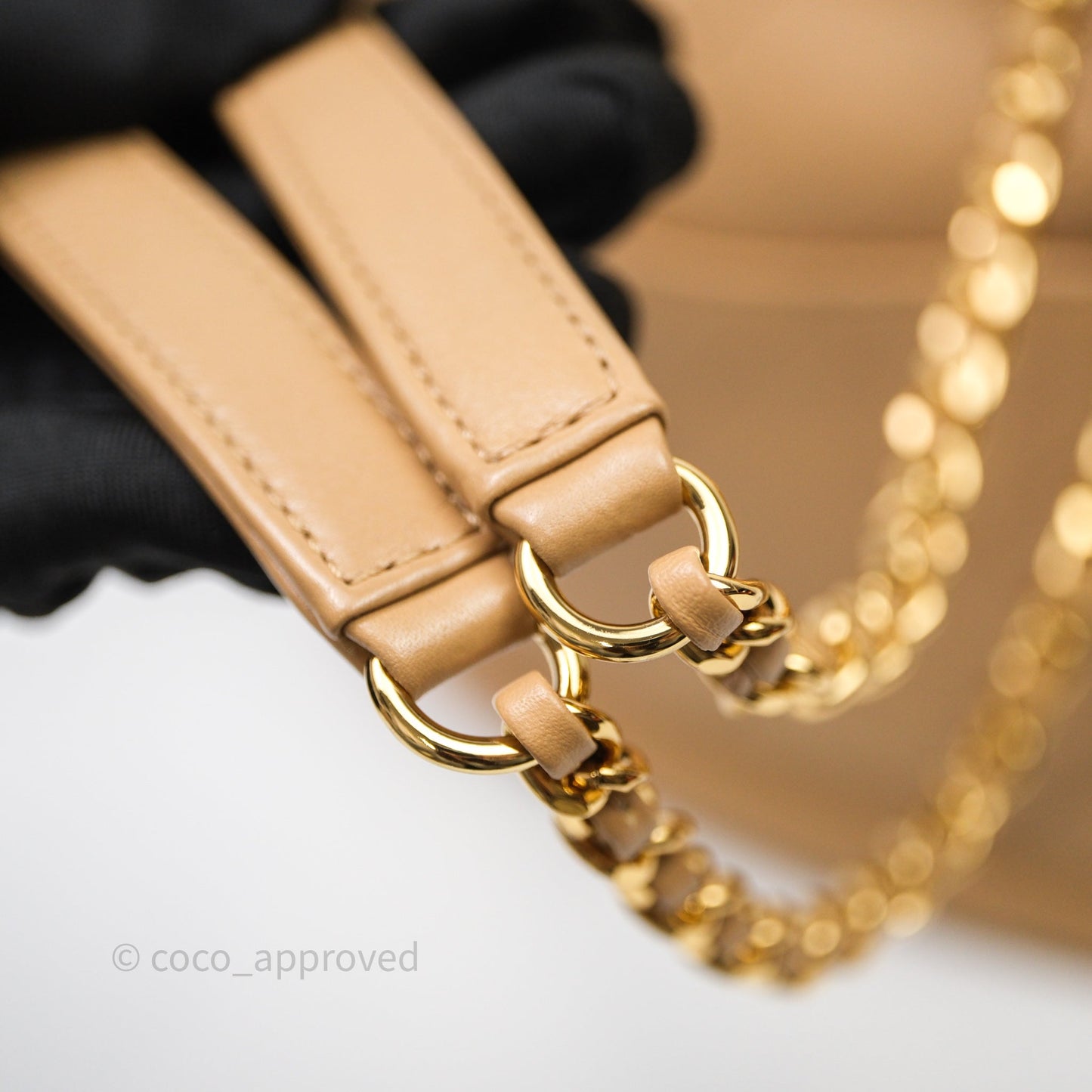 Chanel Drawstring Bucket Bag Beige Calfskin Mixed Hardware