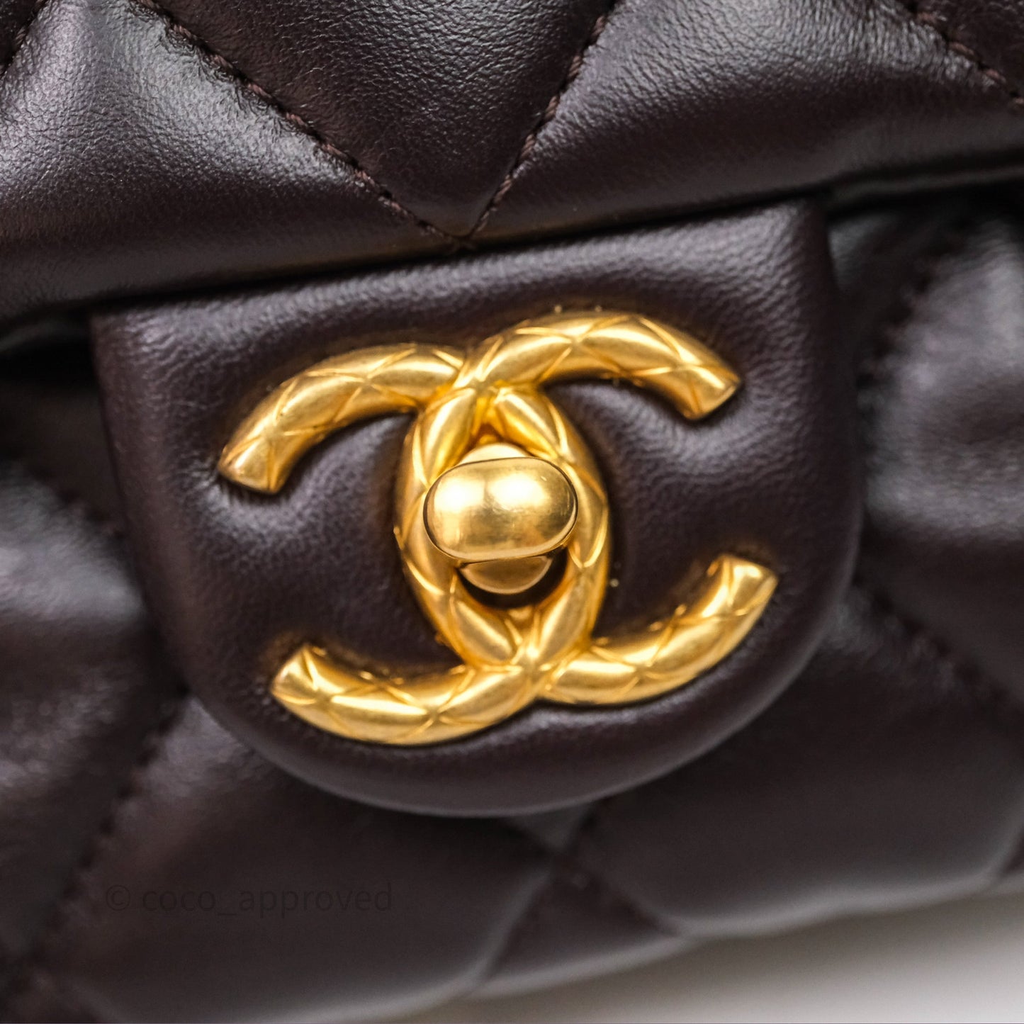 Chanel Small All Slide Adjustable Chain Flap Bag Dark Brown Lambskin Aged Gold Hardware