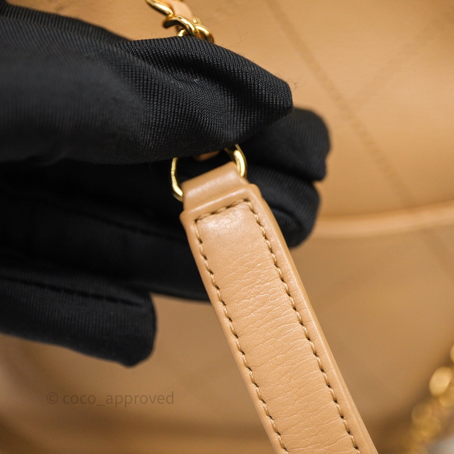 Chanel Drawstring Bucket Bag Beige Calfskin Mixed Hardware