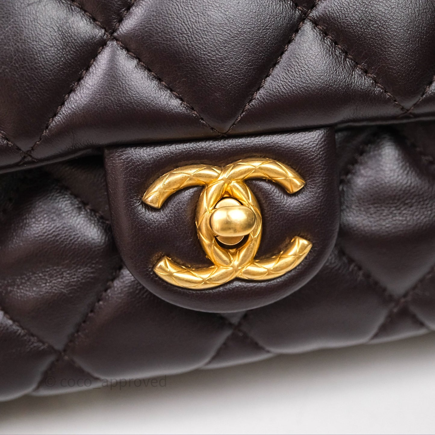 Chanel Small All Slide Adjustable Chain Flap Bag Dark Brown Lambskin Aged Gold Hardware