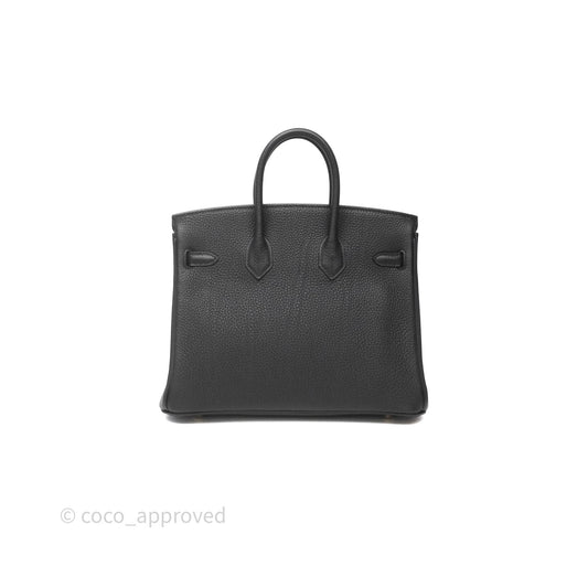 Hermes Birkin 25 Black Noir 89 Togo Gold Hardware