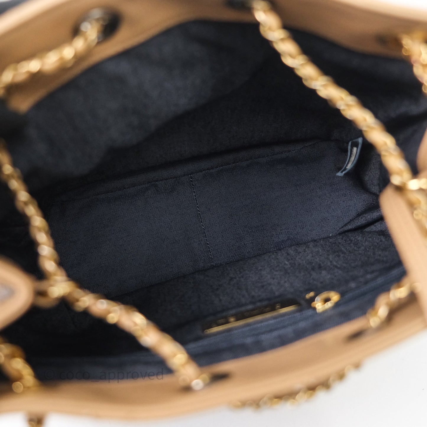Chanel Drawstring Bucket Bag Beige Calfskin Mixed Hardware