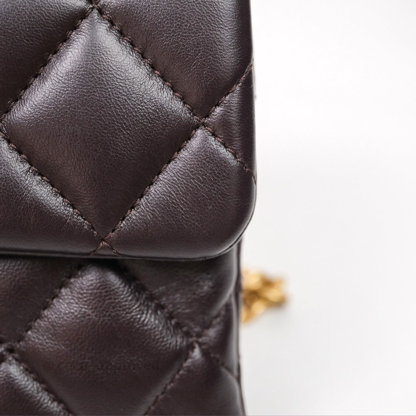 Chanel Small All Slide Adjustable Chain Flap Bag Dark Brown Lambskin Aged Gold Hardware
