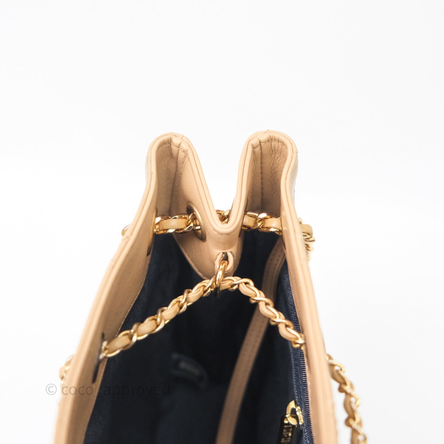Chanel Drawstring Bucket Bag Beige Calfskin Mixed Hardware