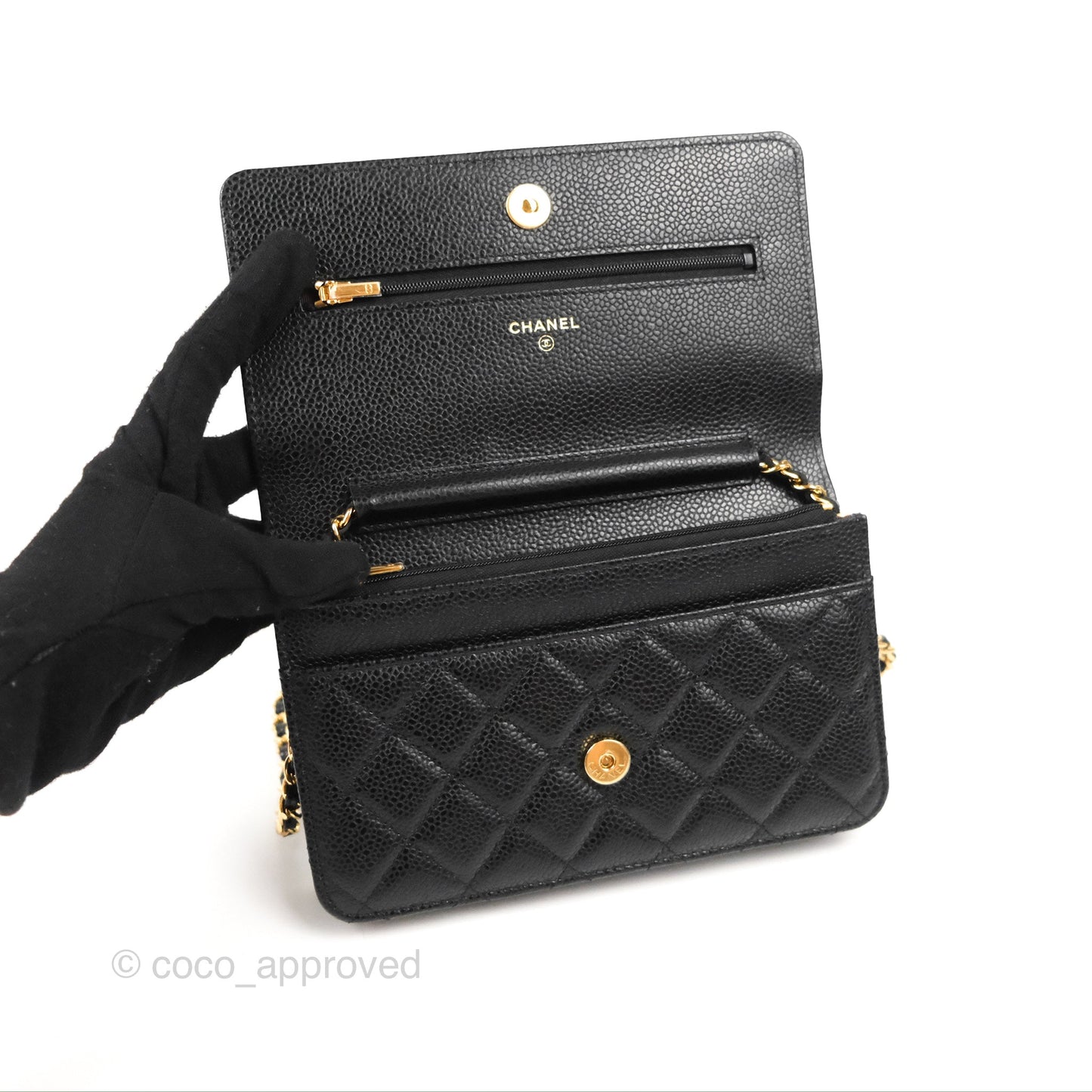 Chanel Quilted Classic WOC Black Caviar Gold Hardware