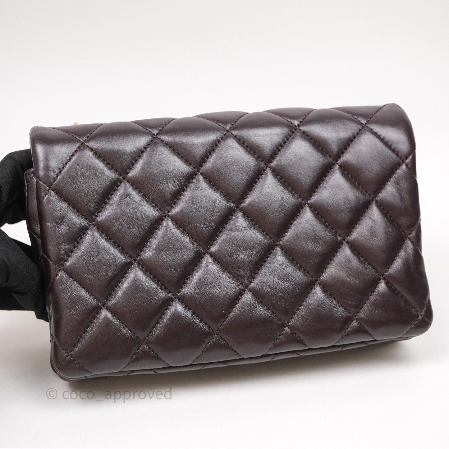 Chanel Small All Slide Adjustable Chain Flap Bag Dark Brown Lambskin Aged Gold Hardware