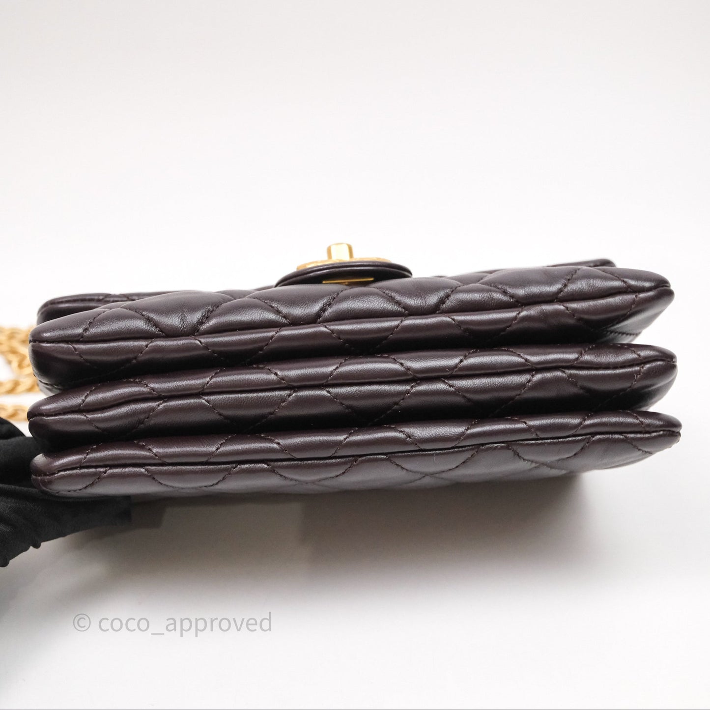Chanel Small All Slide Adjustable Chain Flap Bag Dark Brown Lambskin Aged Gold Hardware
