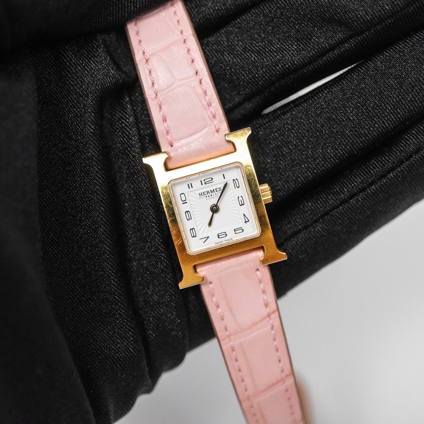 Hermès Heure H TPM Watch Alligator Gold Hardware