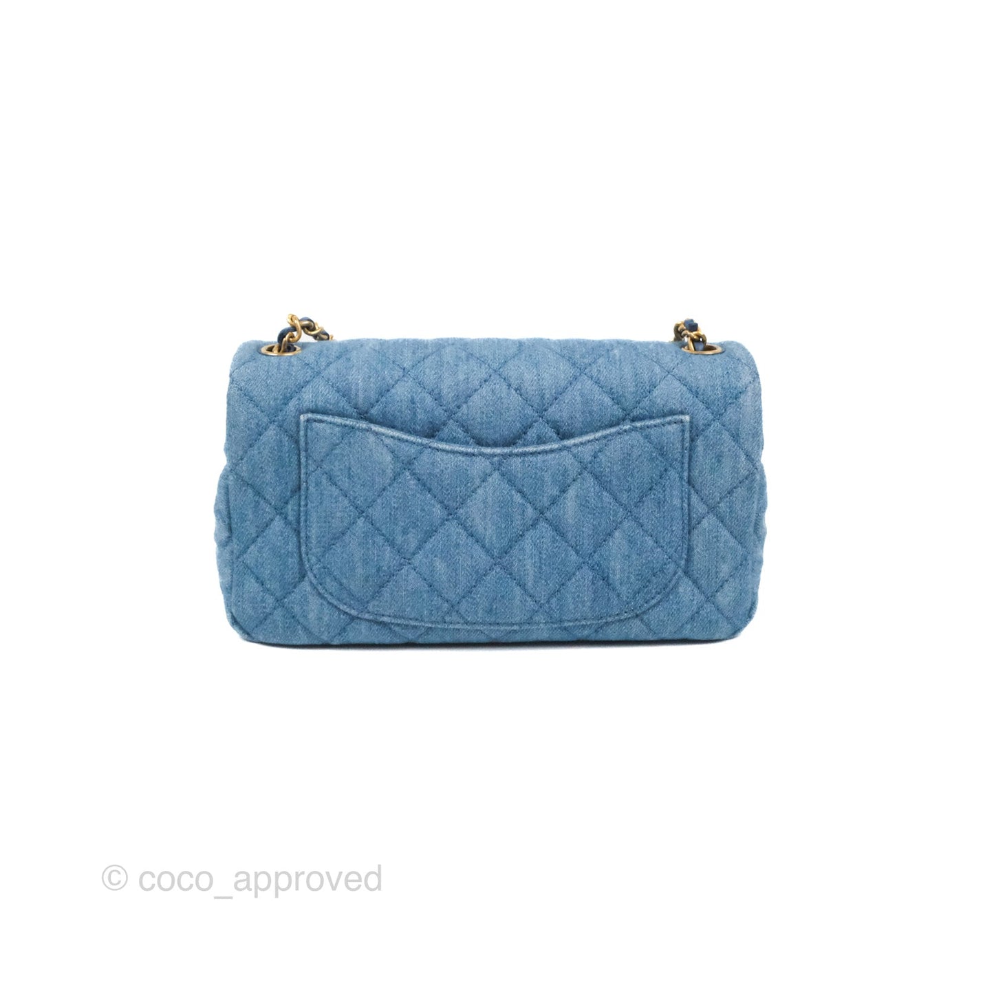 Chanel Mini Rectangular Pearl Crush Quilted Denim Aged Gold Hardware 22C