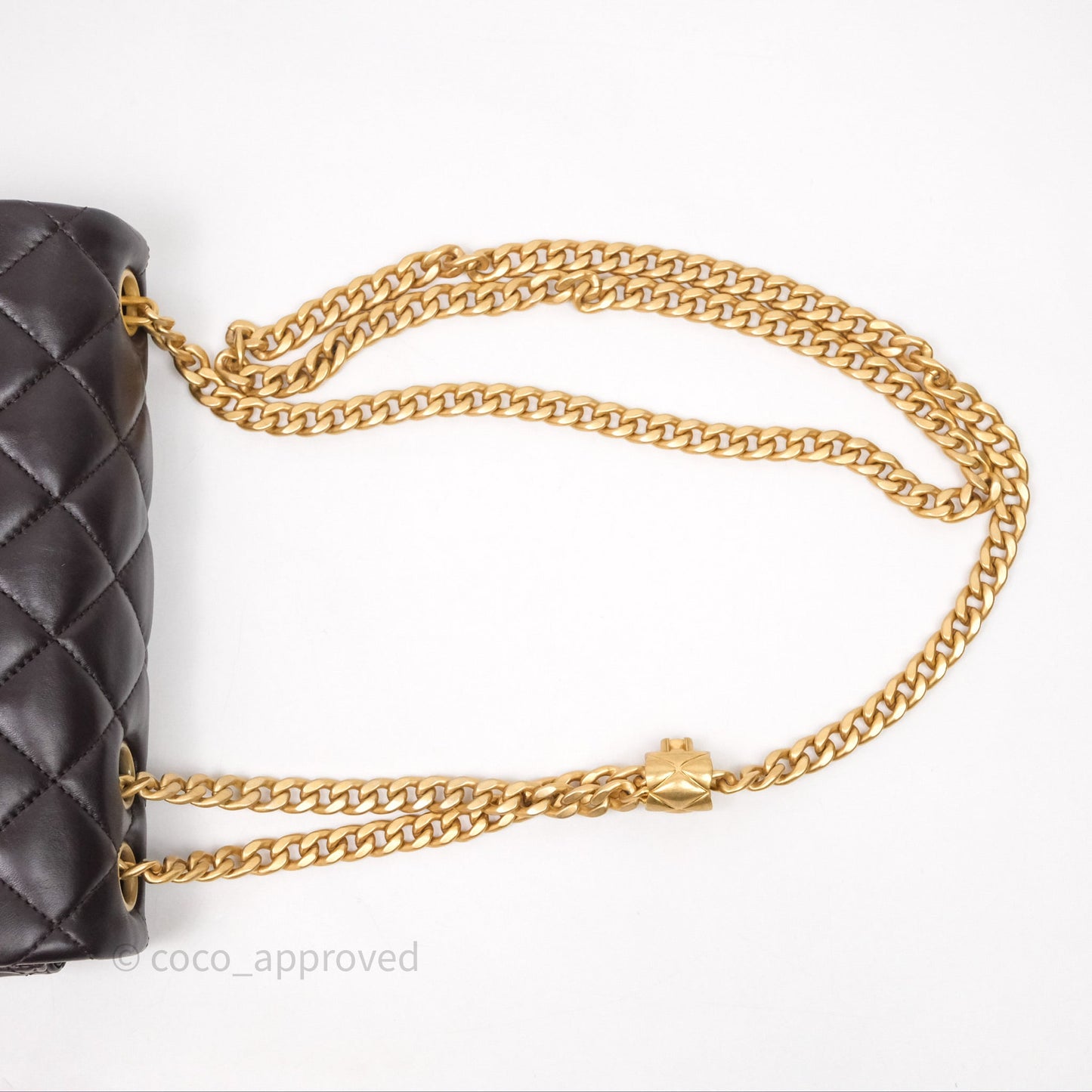 Chanel Small All Slide Adjustable Chain Flap Bag Dark Brown Lambskin Aged Gold Hardware