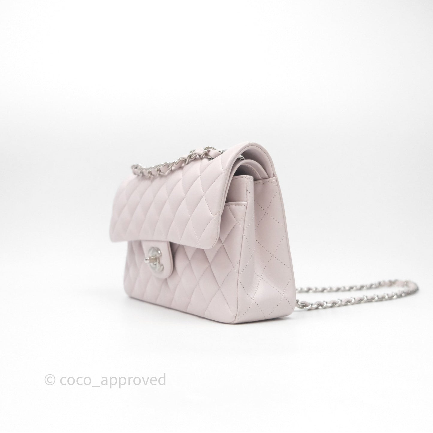 Chanel Small Classic Quilted Flap Lilac Lambskin Silver Hardware