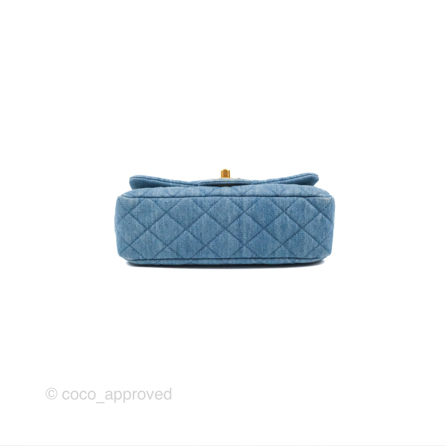 Chanel Mini Rectangular Pearl Crush Quilted Denim Aged Gold Hardware 22C