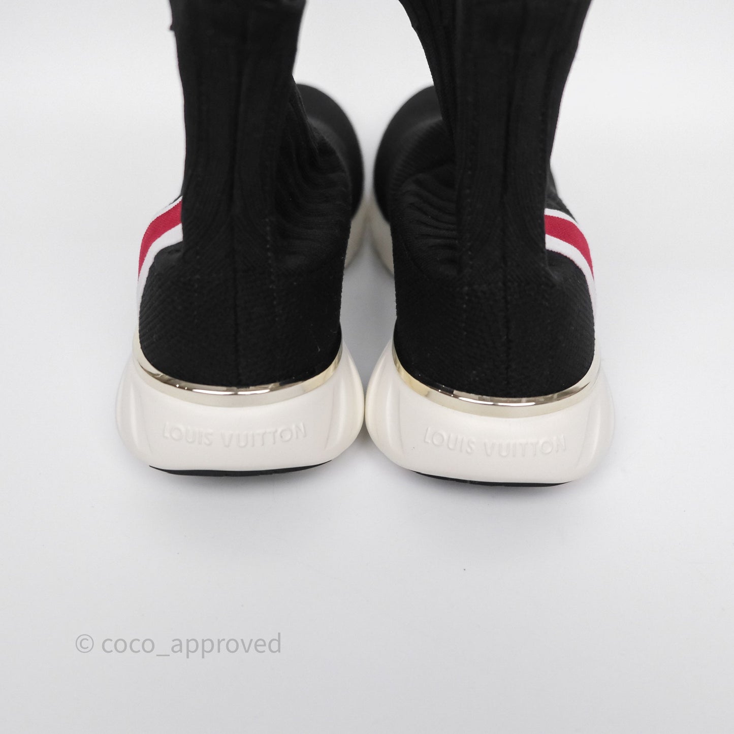 Louis Vuitton Black Knit Fabric High Top Sneakers Size 38