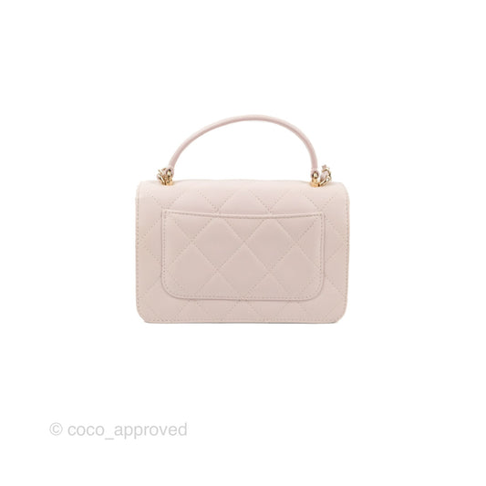 Chanel Small Coco Lady Quilted Flap Bag With Top Handle Light Pink Calfskin Gold Hardware