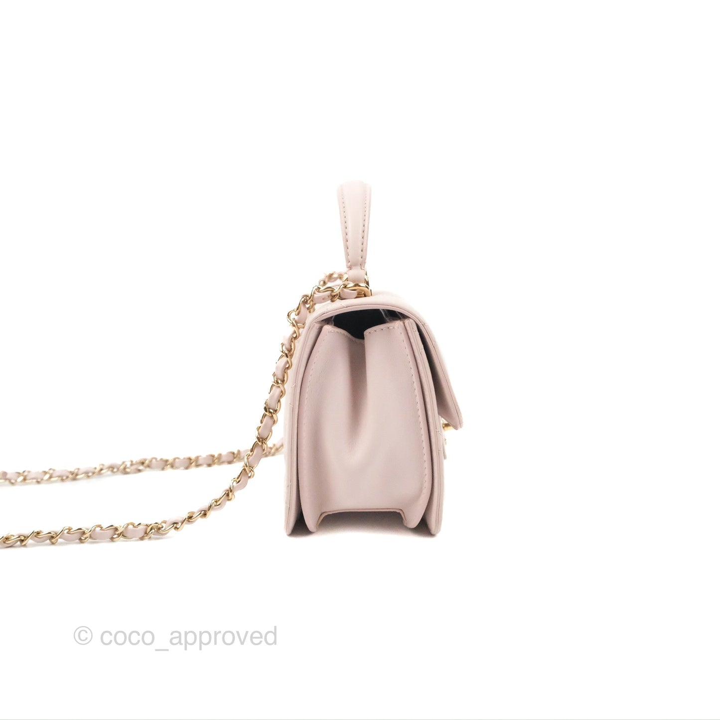 Chanel Small Coco Lady Quilted Flap Bag With Top Handle Light Pink Calfskin Gold Hardware