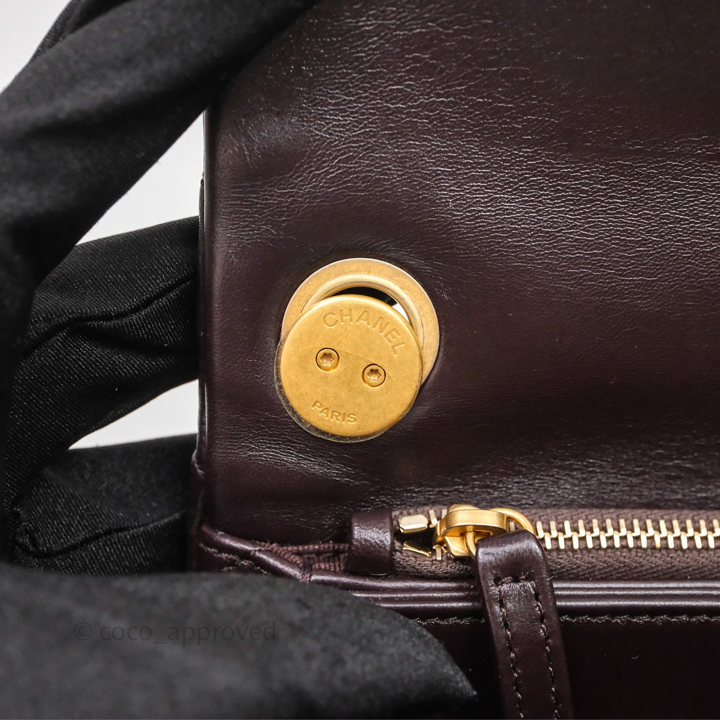 Chanel Small All Slide Adjustable Chain Flap Bag Dark Brown Lambskin Aged Gold Hardware