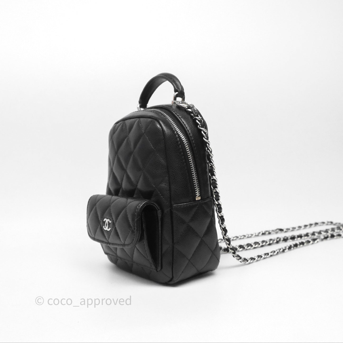 Chanel Classic Mini Backpack Black Caviar Silver Hardware