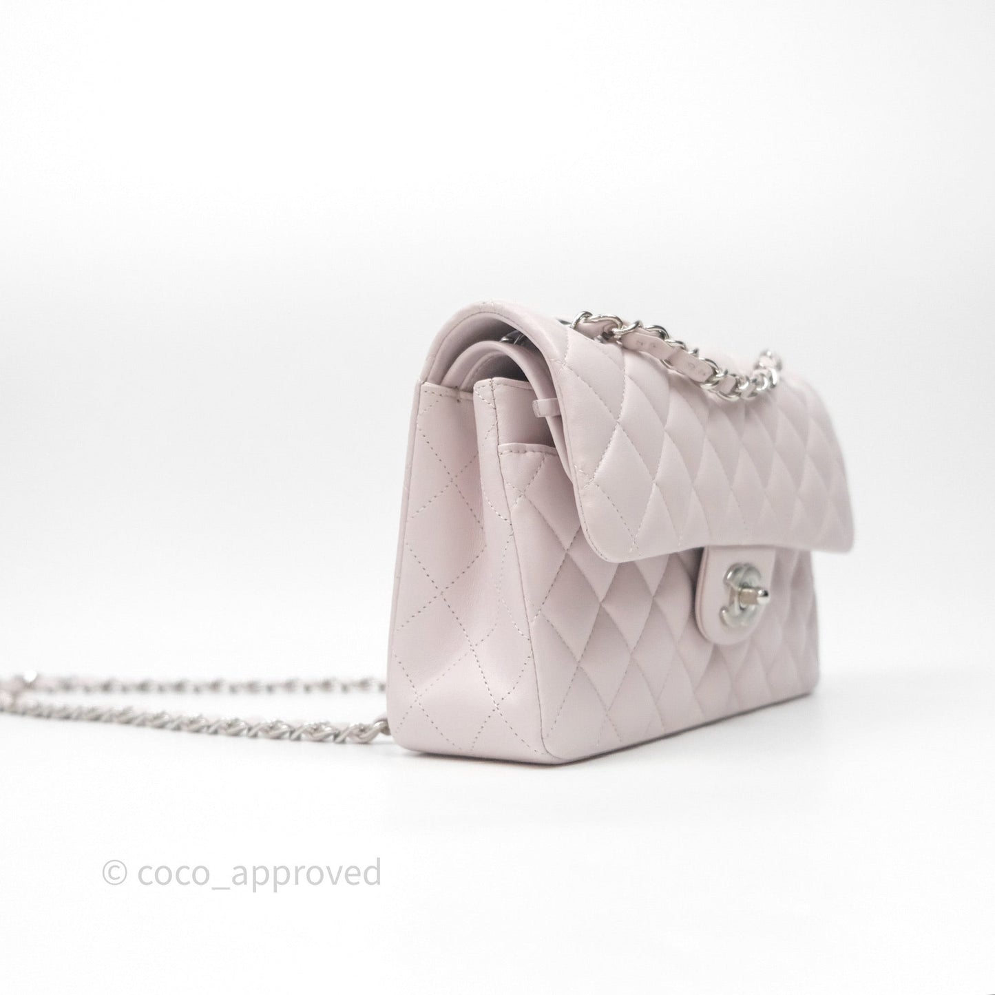 Chanel Small Classic Quilted Flap Lilac Lambskin Silver Hardware