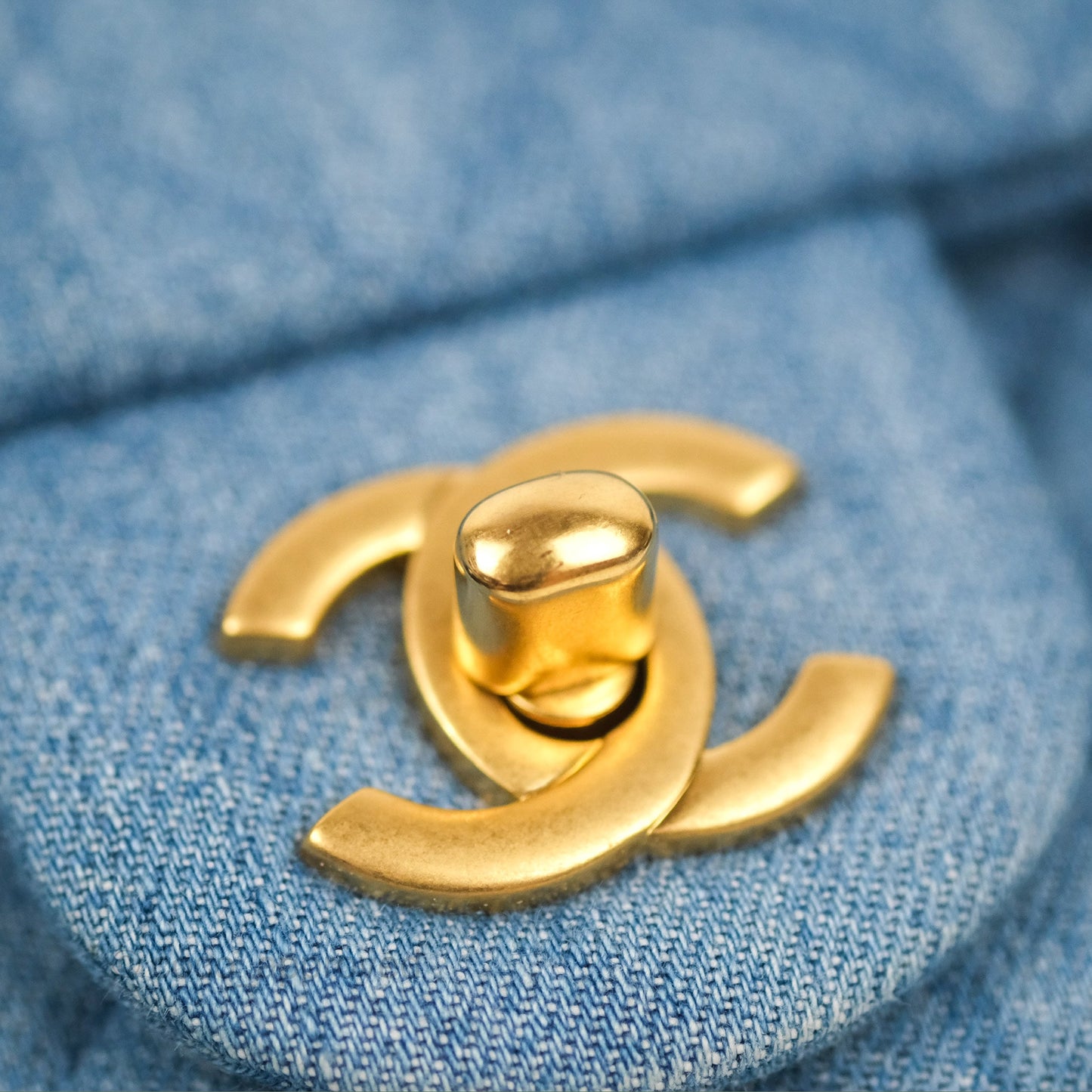 Chanel Mini Rectangular Pearl Crush Quilted Denim Aged Gold Hardware 22C