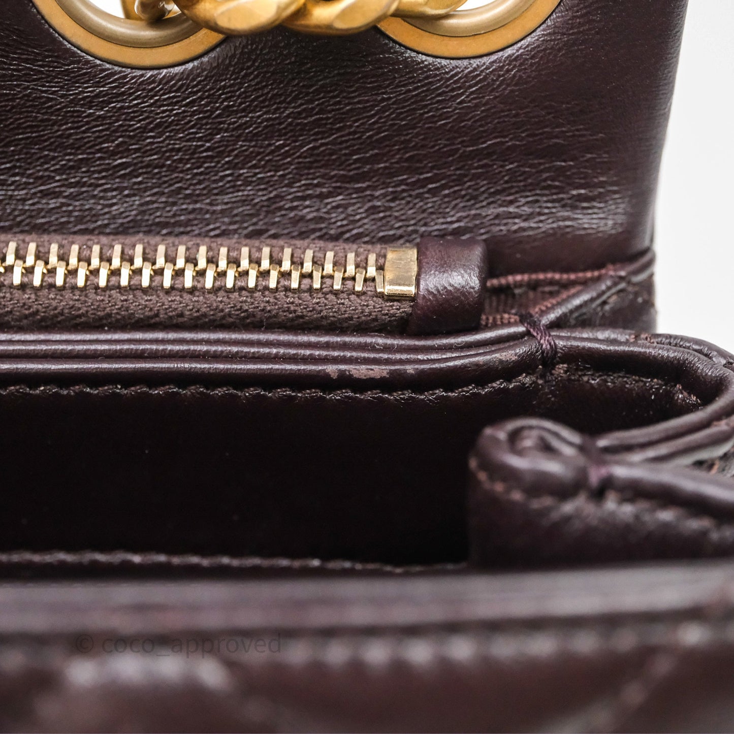 Chanel Small All Slide Adjustable Chain Flap Bag Dark Brown Lambskin Aged Gold Hardware