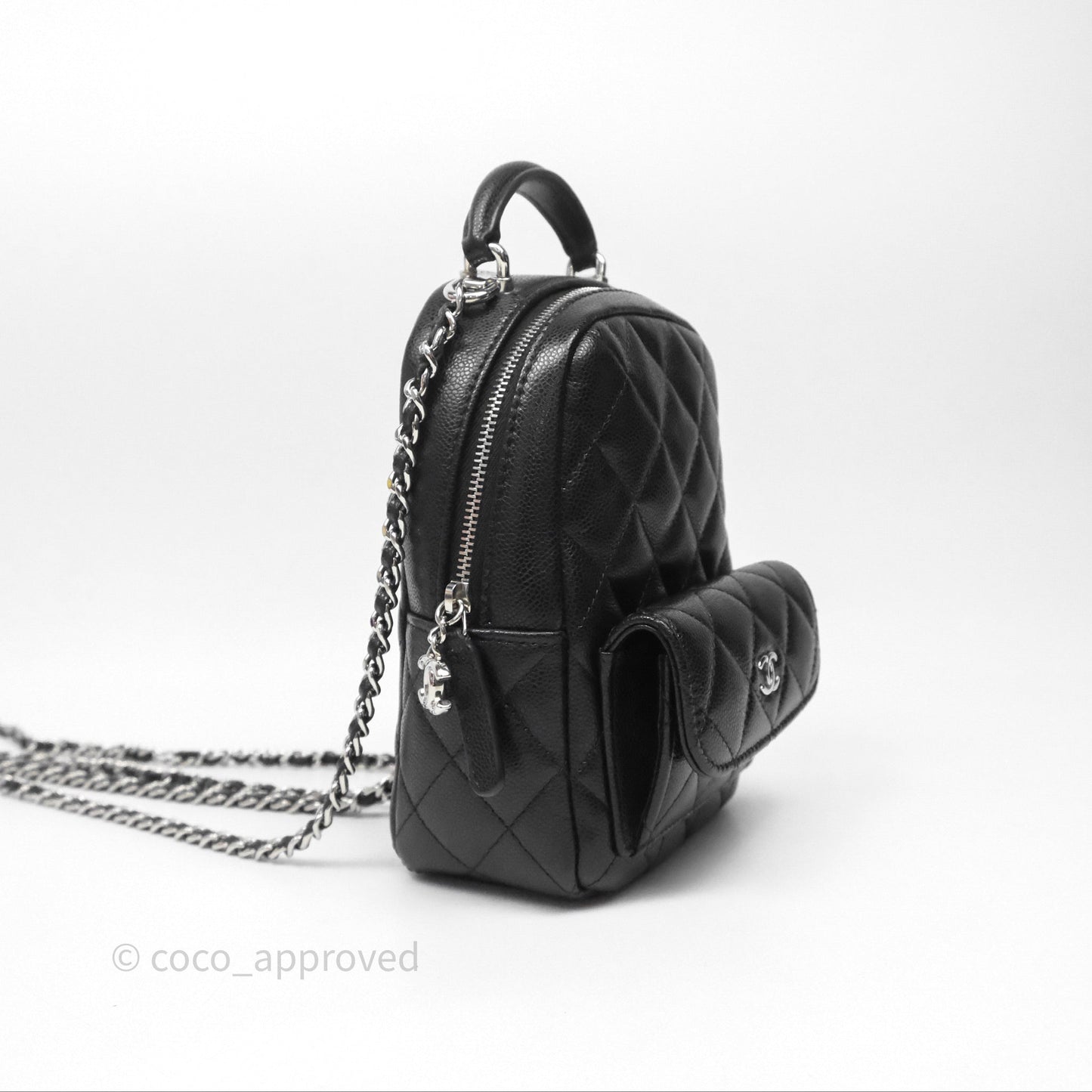 Chanel Classic Mini Backpack Black Caviar Silver Hardware