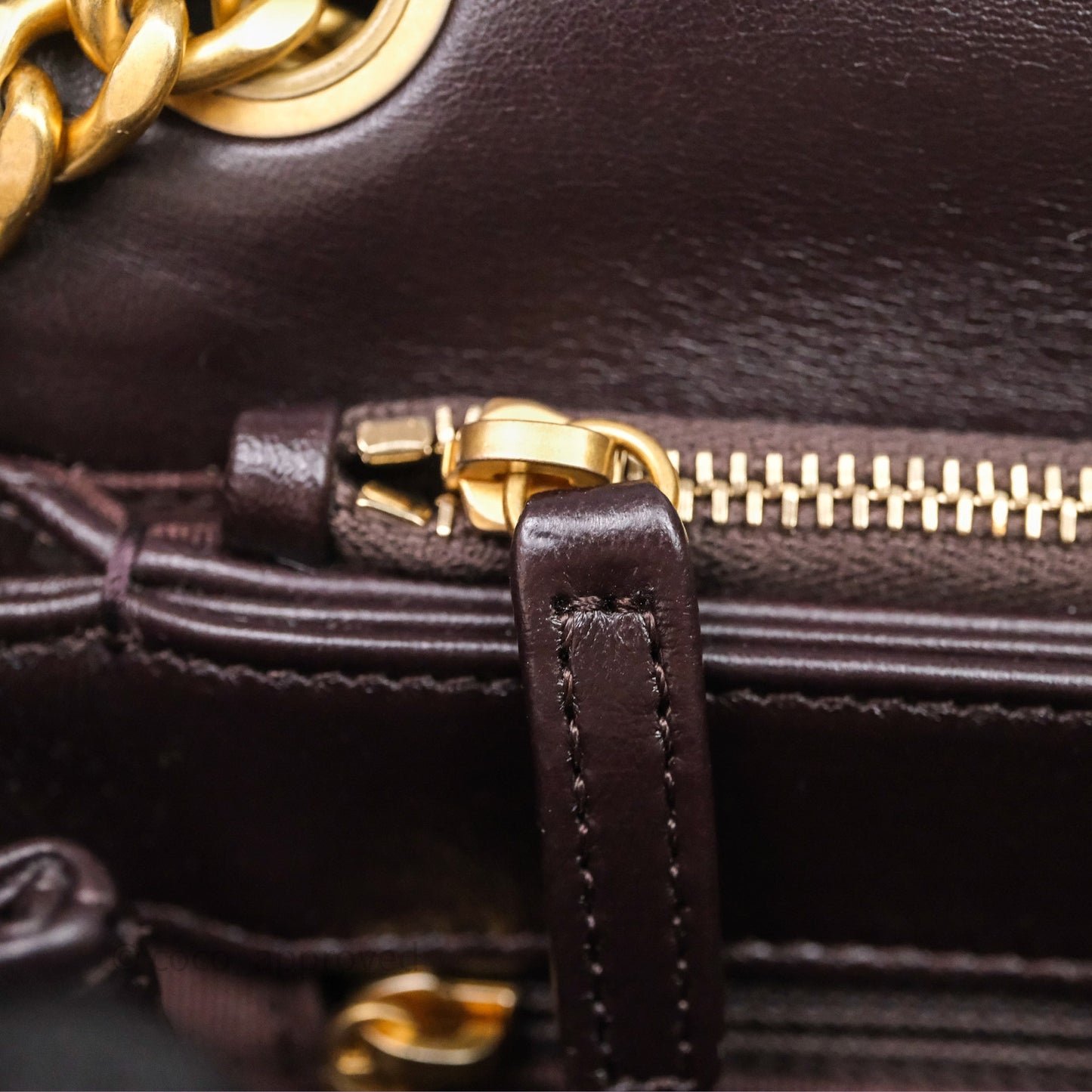 Chanel Small All Slide Adjustable Chain Flap Bag Dark Brown Lambskin Aged Gold Hardware