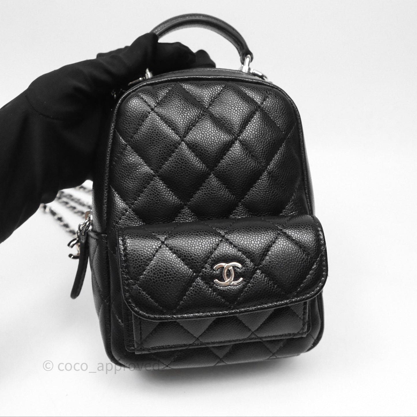 Chanel Classic Mini Backpack Black Caviar Silver Hardware