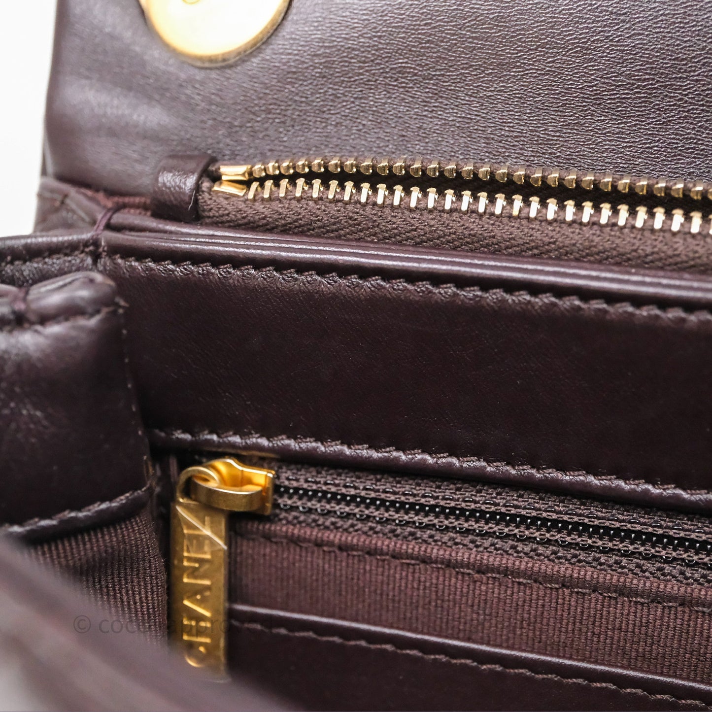 Chanel Small All Slide Adjustable Chain Flap Bag Dark Brown Lambskin Aged Gold Hardware