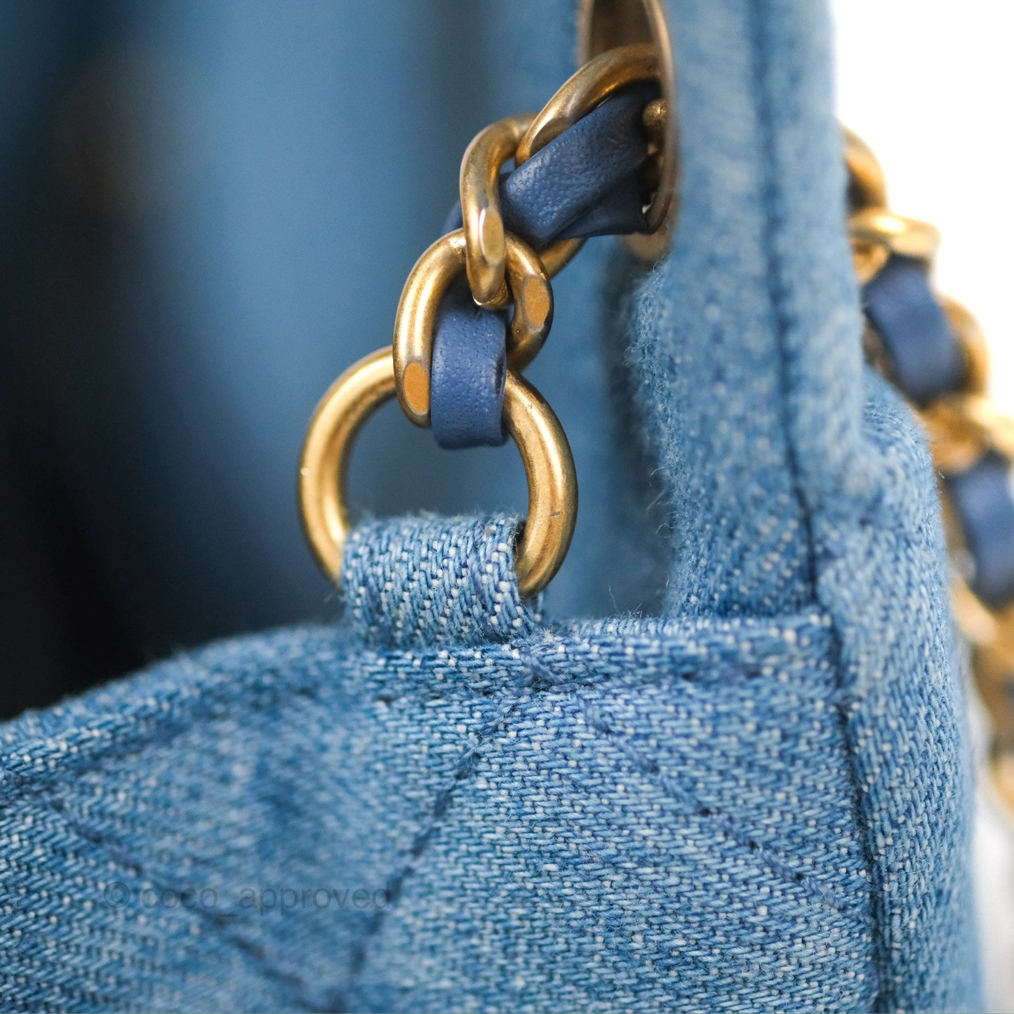 Chanel Mini Rectangular Pearl Crush Quilted Denim Aged Gold Hardware 22C