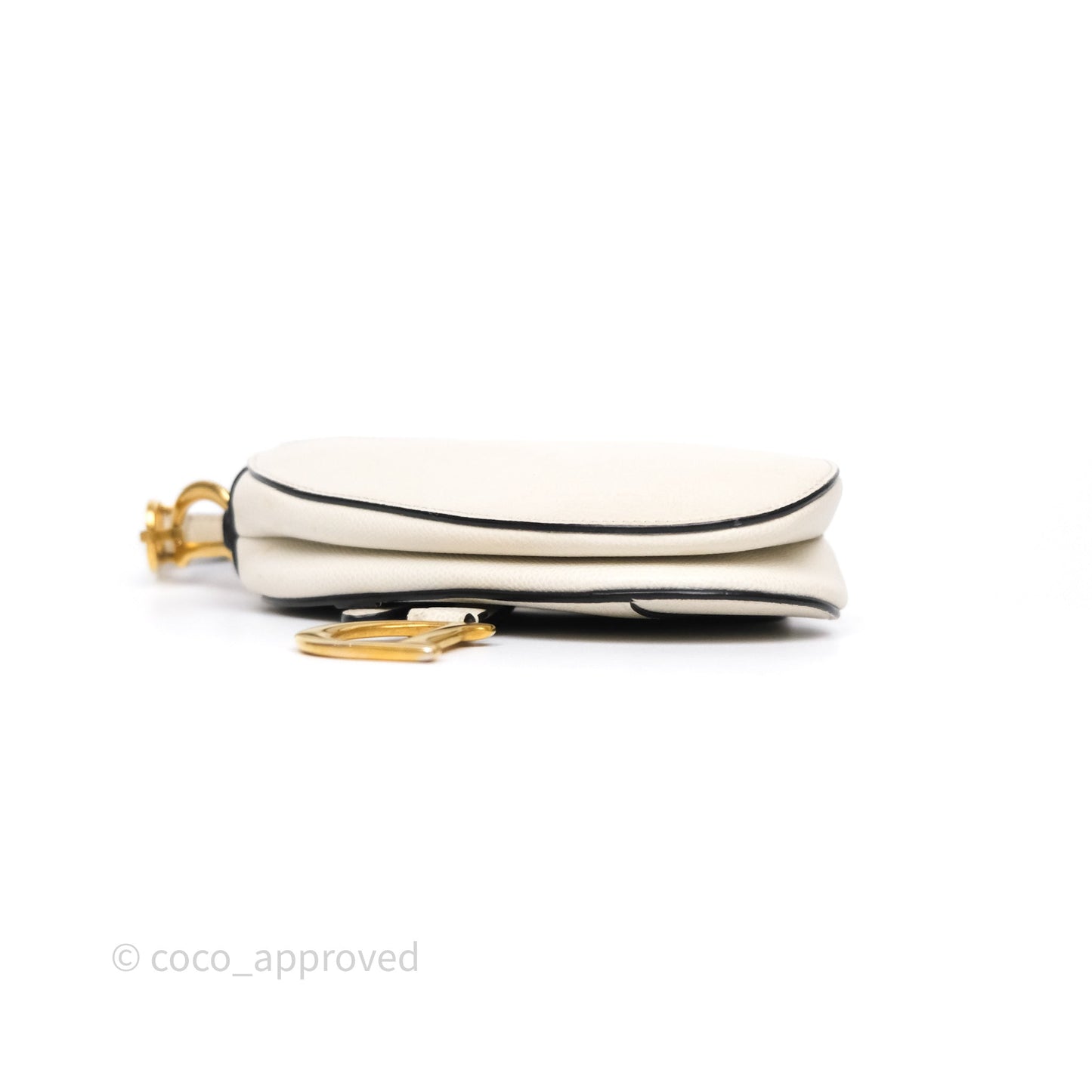 Christian Dior Mini Saddle Bag White Grained Calfskin Gold Hardware