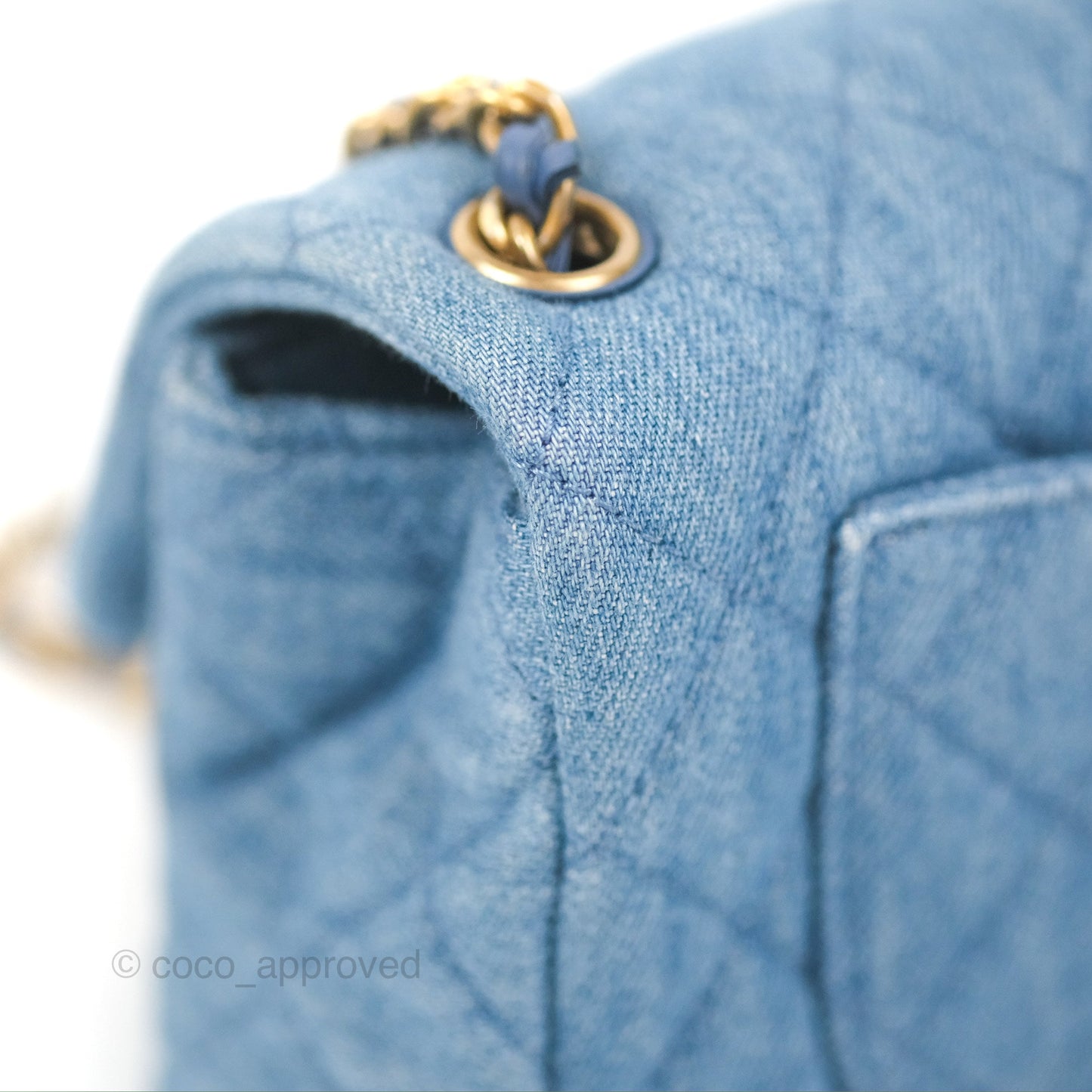 Chanel Mini Rectangular Pearl Crush Quilted Denim Aged Gold Hardware 22C