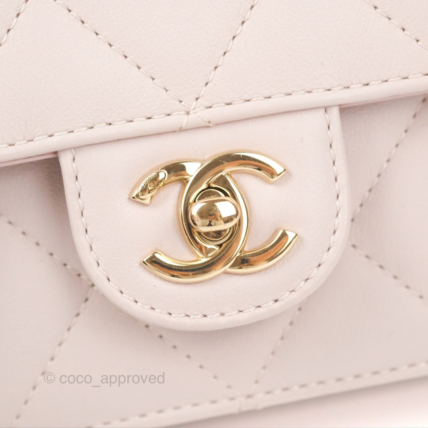Chanel Small Coco Lady Quilted Flap Bag With Top Handle Light Pink Calfskin Gold Hardware