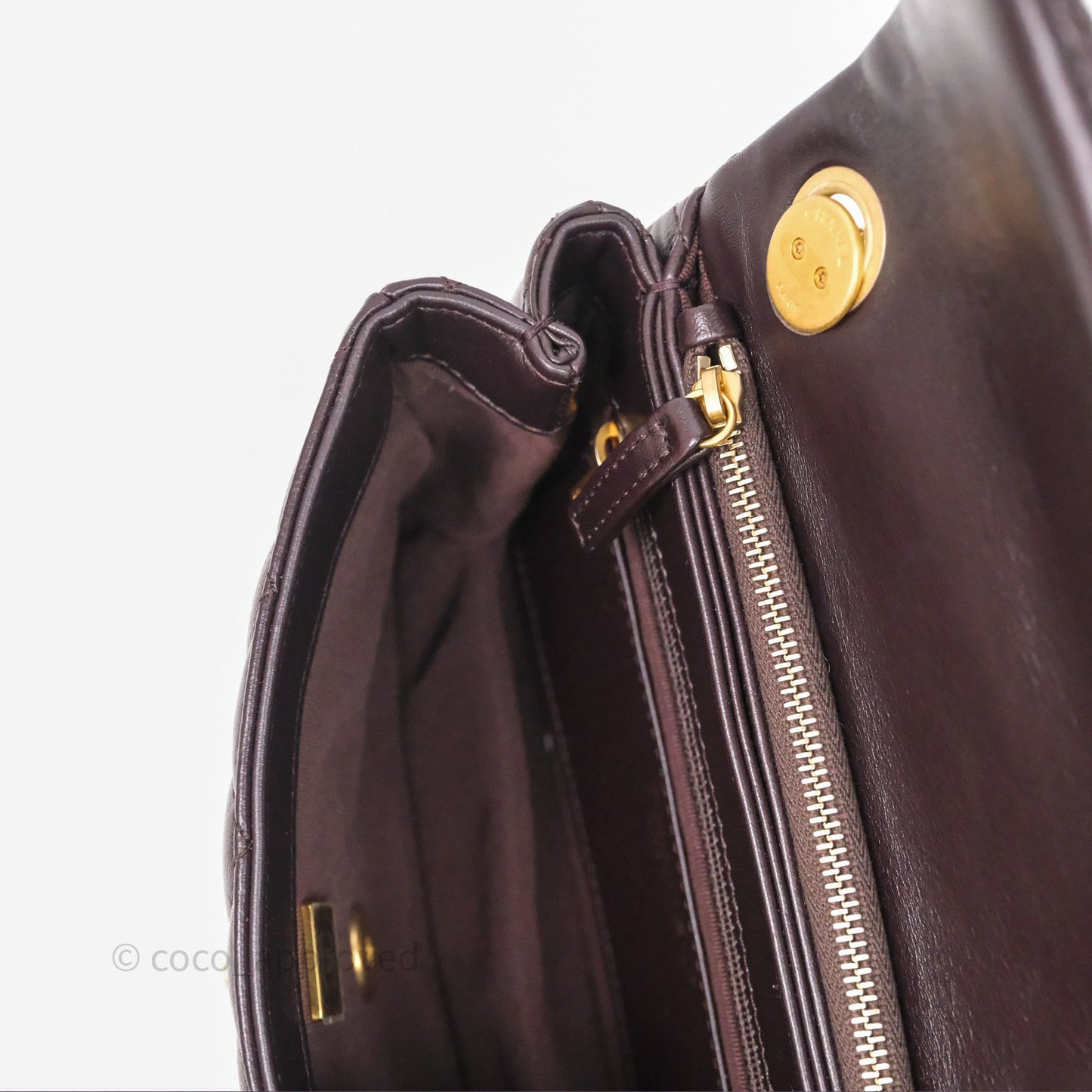 Chanel Small All Slide Adjustable Chain Flap Bag Dark Brown Lambskin Aged Gold Hardware