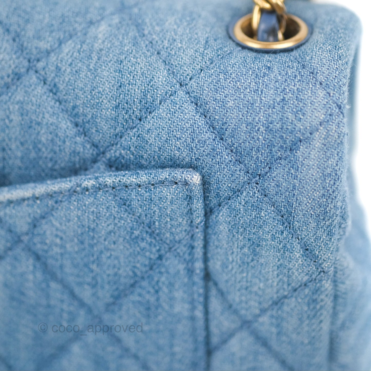 Chanel Mini Rectangular Pearl Crush Quilted Denim Aged Gold Hardware 22C
