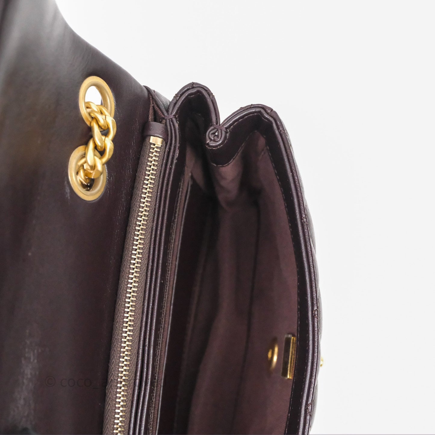 Chanel Small All Slide Adjustable Chain Flap Bag Dark Brown Lambskin Aged Gold Hardware