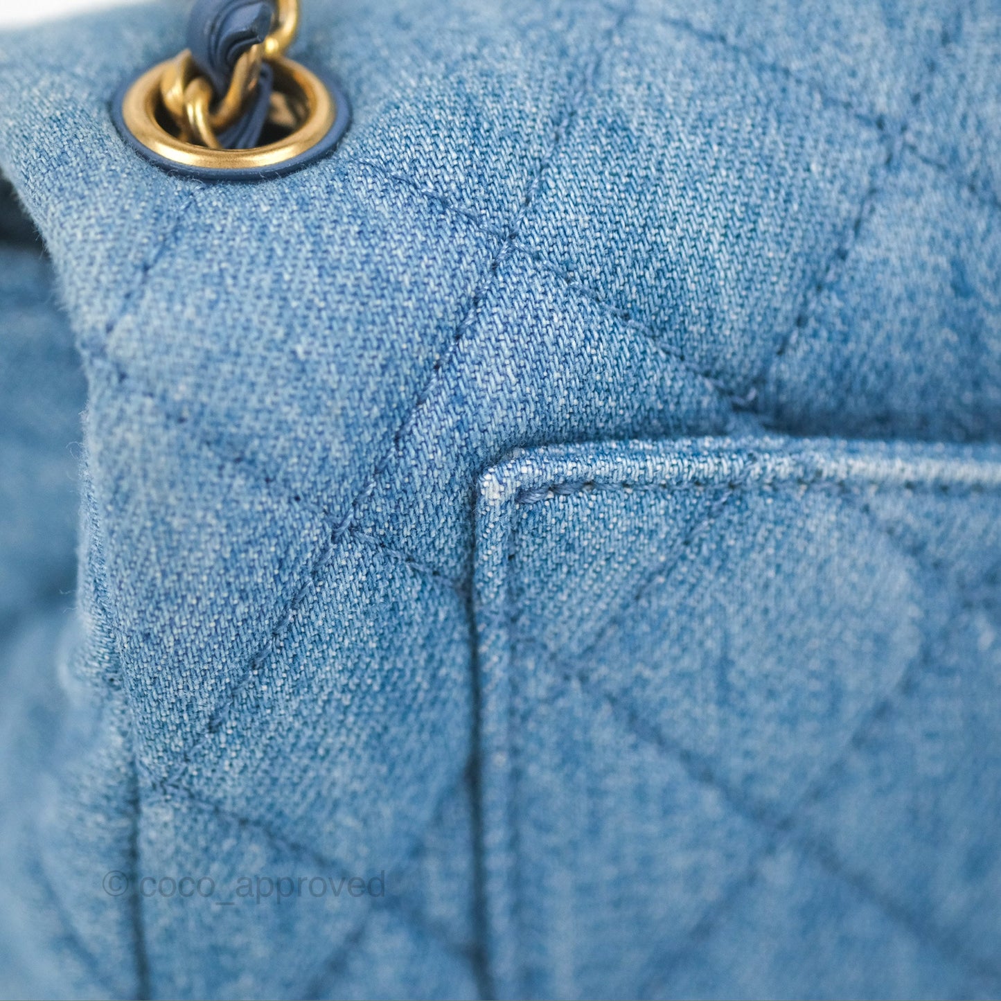 Chanel Mini Rectangular Pearl Crush Quilted Denim Aged Gold Hardware 22C