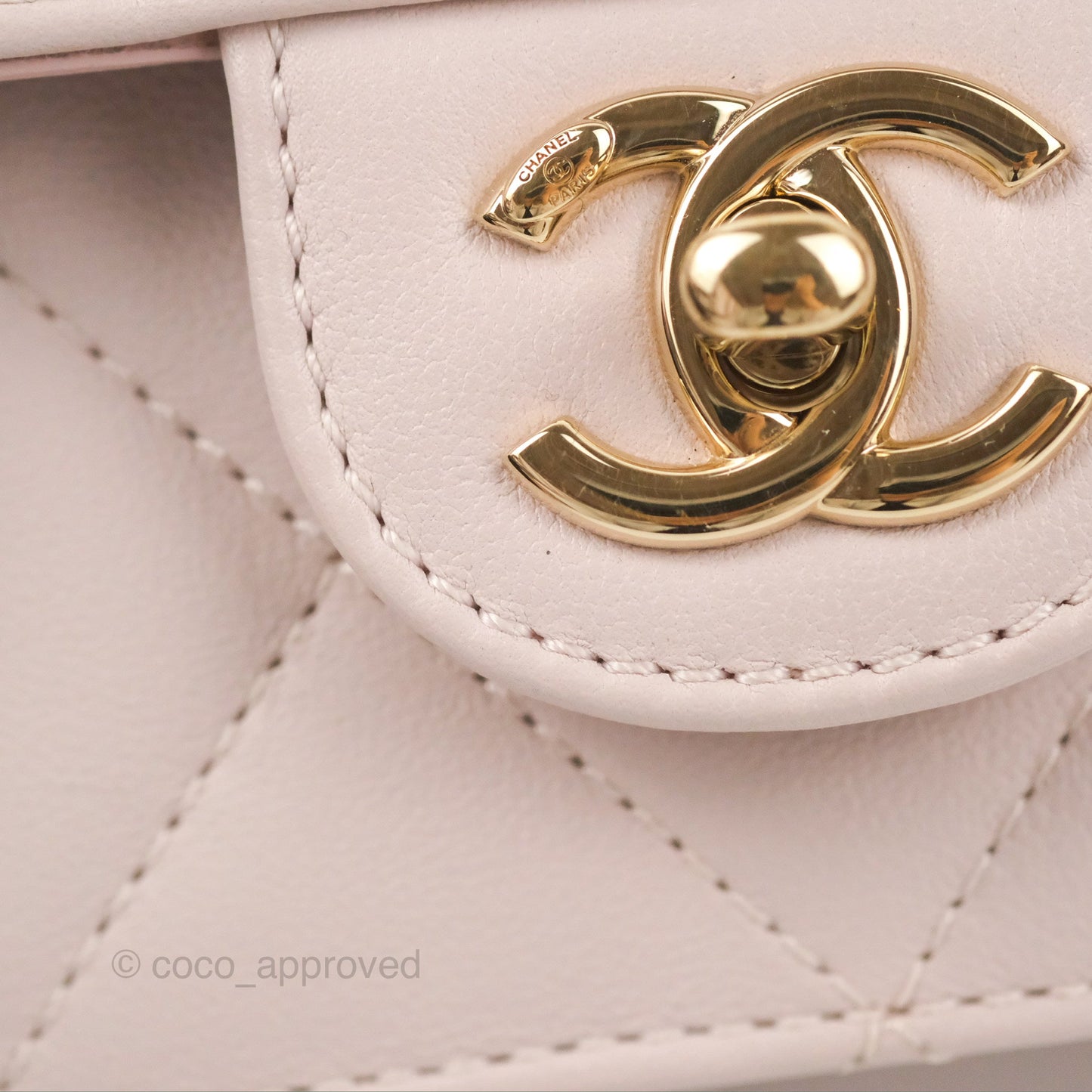 Chanel Small Coco Lady Quilted Flap Bag With Top Handle Light Pink Calfskin Gold Hardware