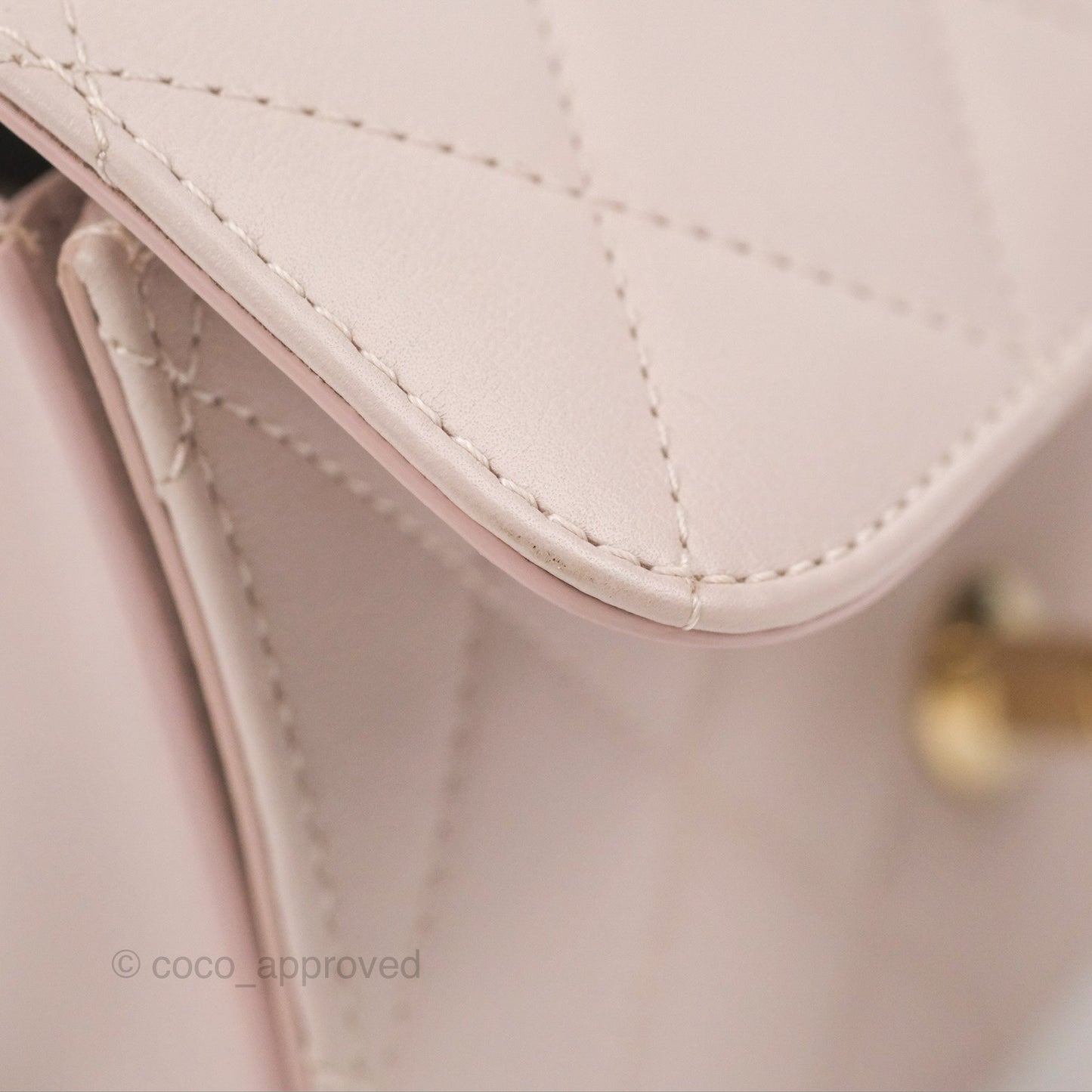 Chanel Small Coco Lady Quilted Flap Bag With Top Handle Light Pink Calfskin Gold Hardware