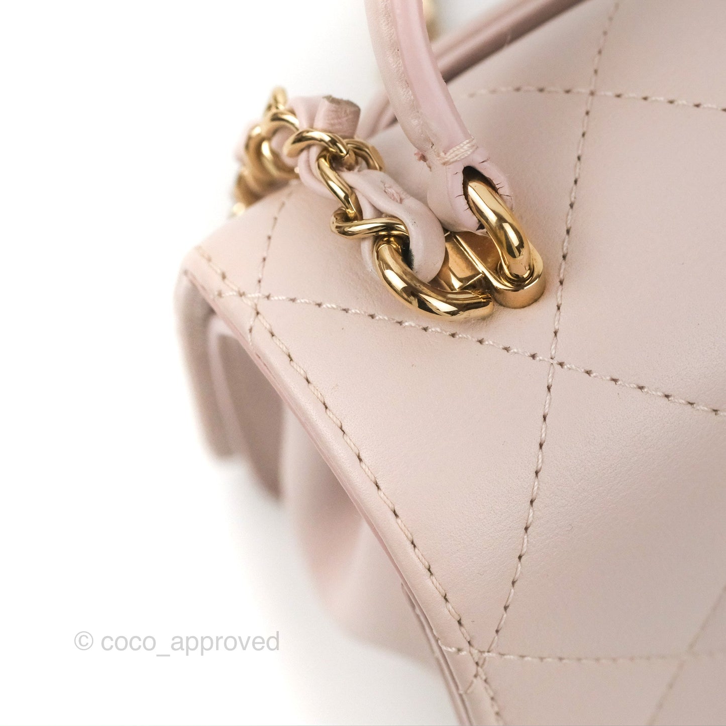Chanel Small Coco Lady Quilted Flap Bag With Top Handle Light Pink Calfskin Gold Hardware