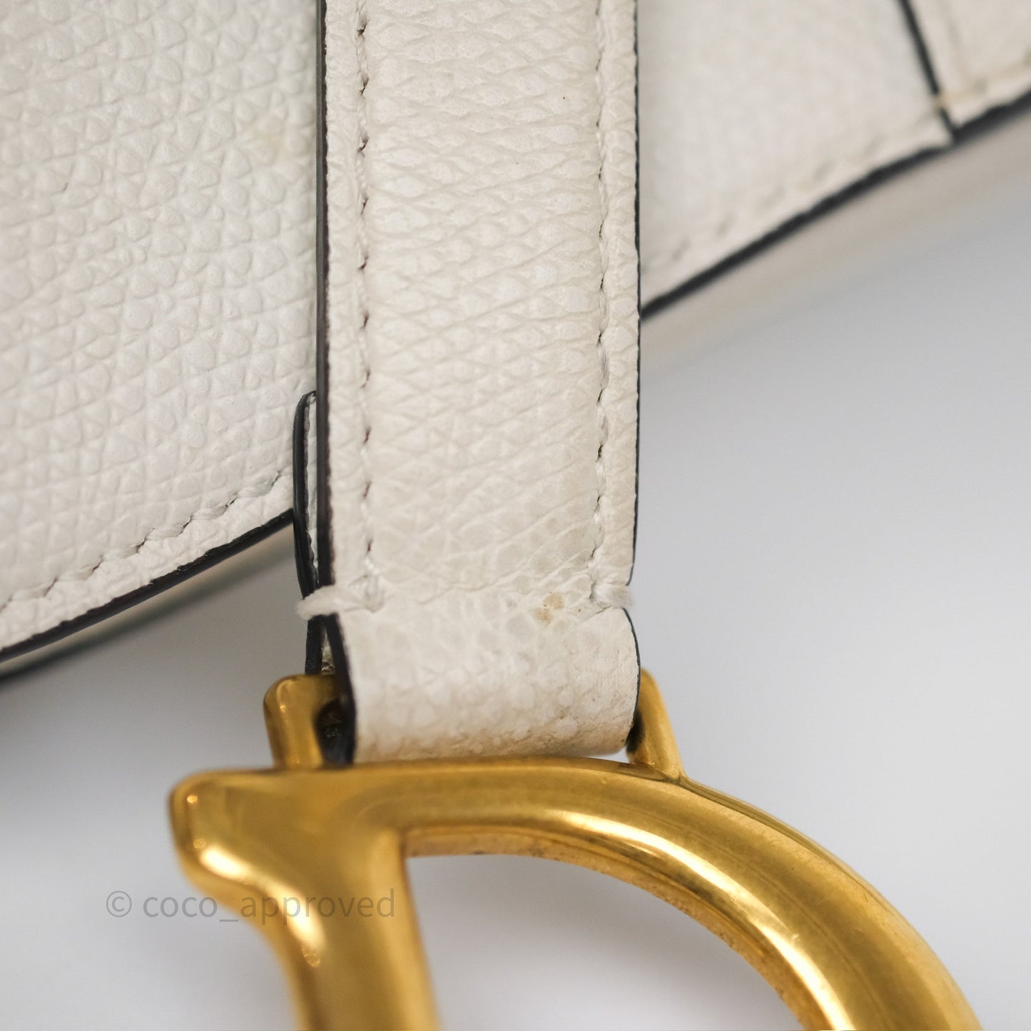 Christian Dior Mini Saddle Bag White Grained Calfskin Gold Hardware