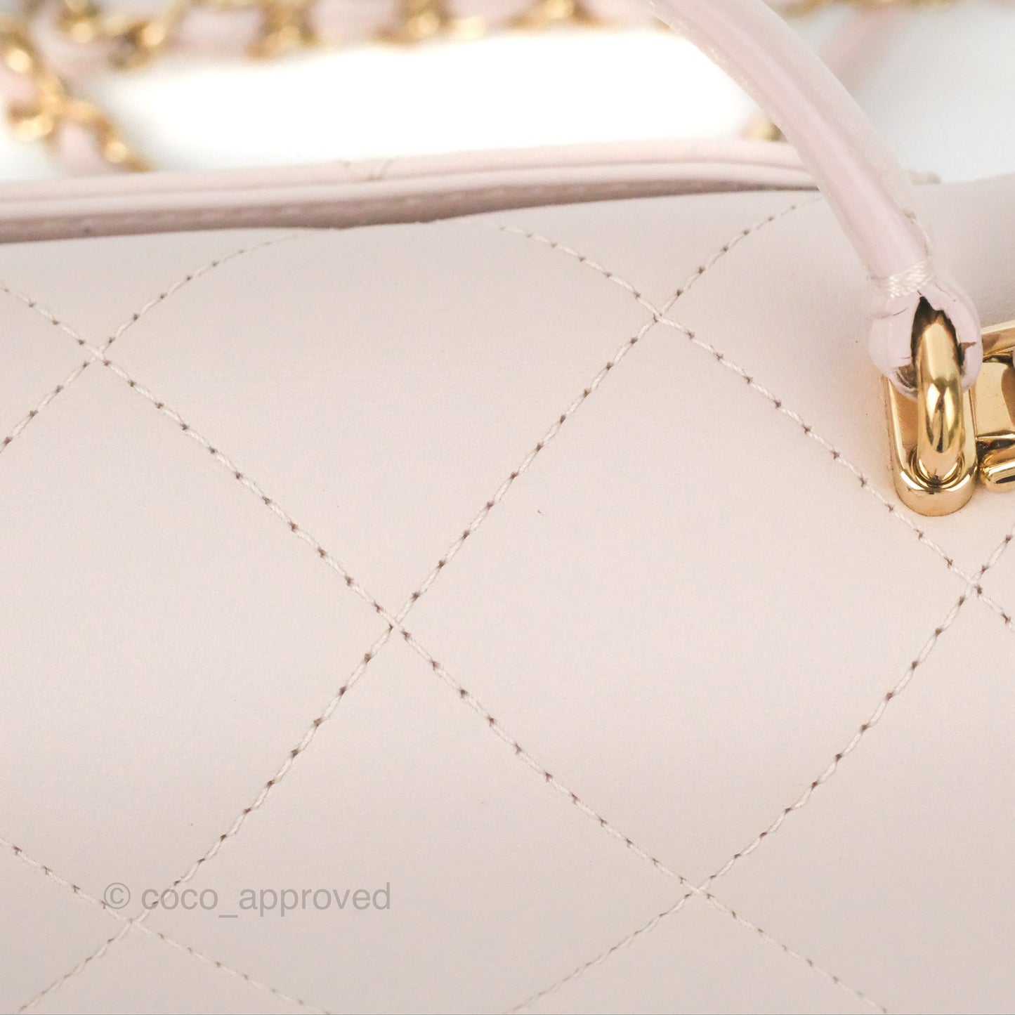 Chanel Small Coco Lady Quilted Flap Bag With Top Handle Light Pink Calfskin Gold Hardware