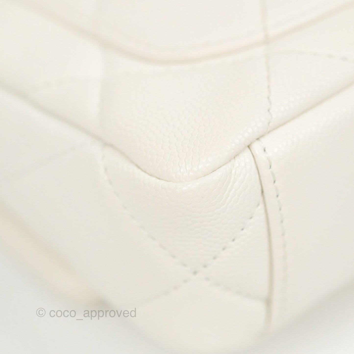 Chanel Mini Flap with Coin Charm White Caviar Aged Gold Hardware 22A