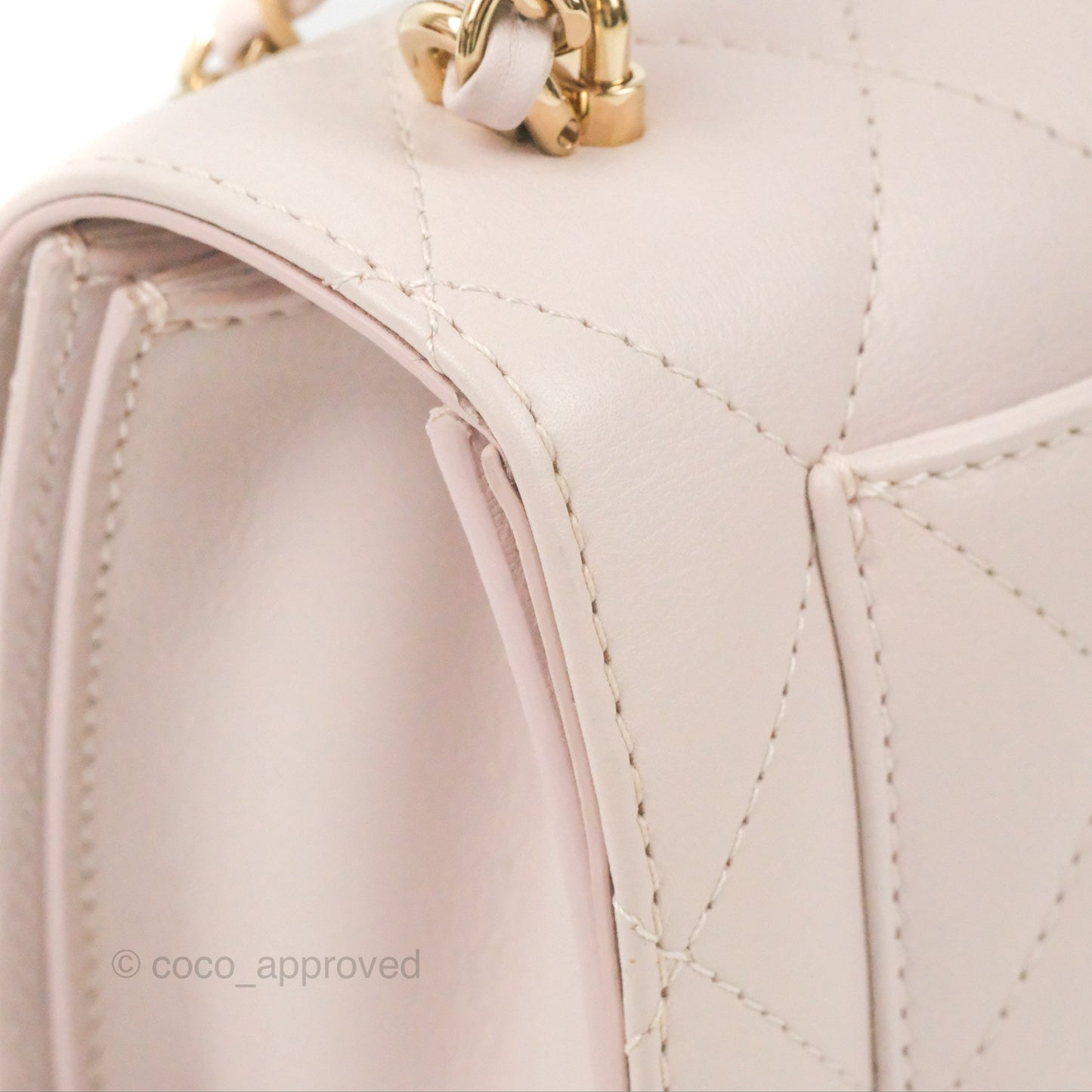 Chanel Small Coco Lady Quilted Flap Bag With Top Handle Light Pink Calfskin Gold Hardware