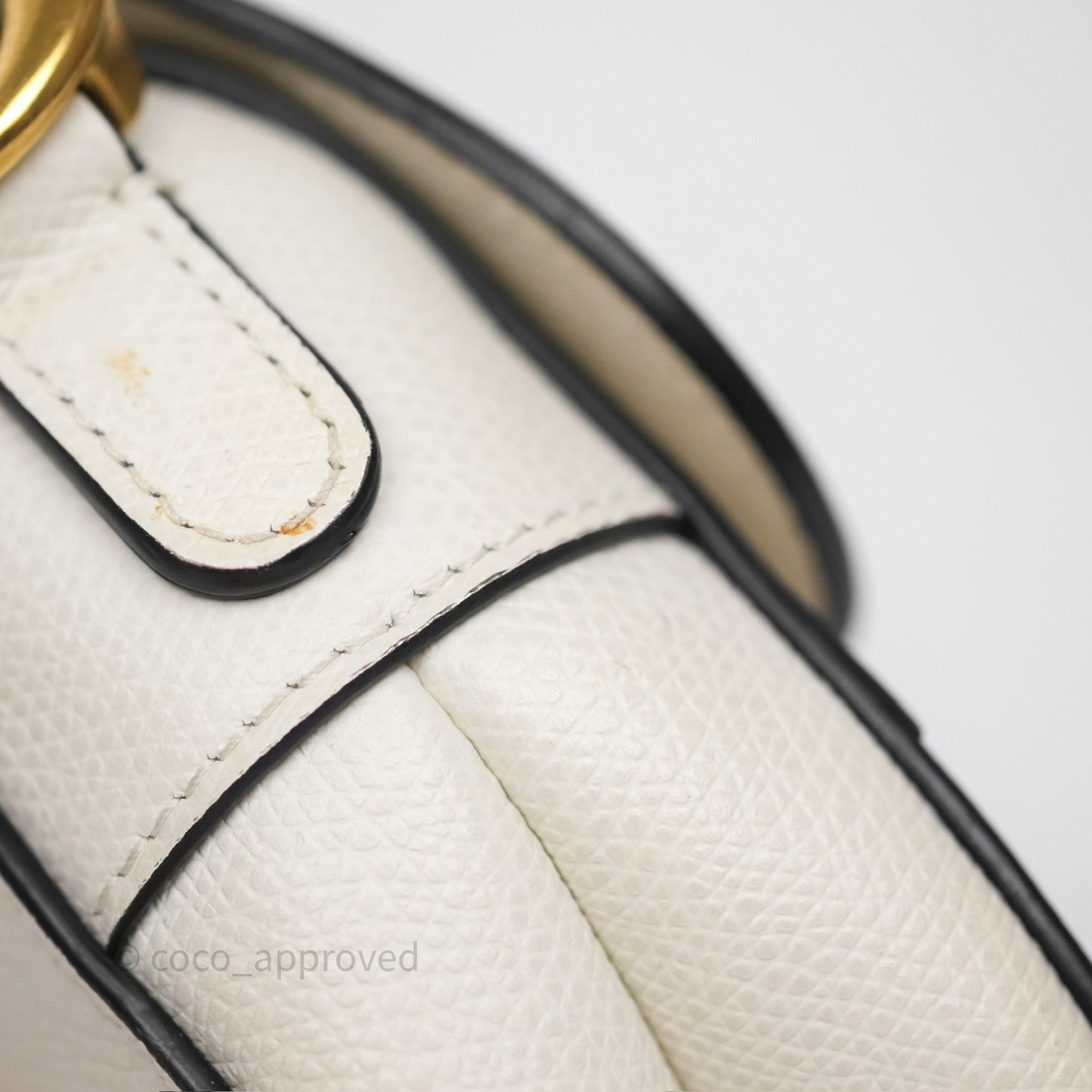 Christian Dior Mini Saddle Bag White Grained Calfskin Gold Hardware