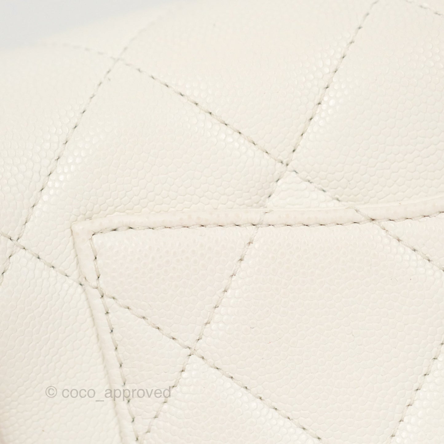 Chanel Mini Flap with Coin Charm White Caviar Aged Gold Hardware 22A