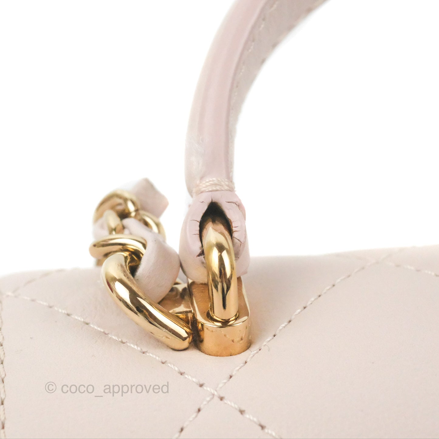 Chanel Small Coco Lady Quilted Flap Bag With Top Handle Light Pink Calfskin Gold Hardware