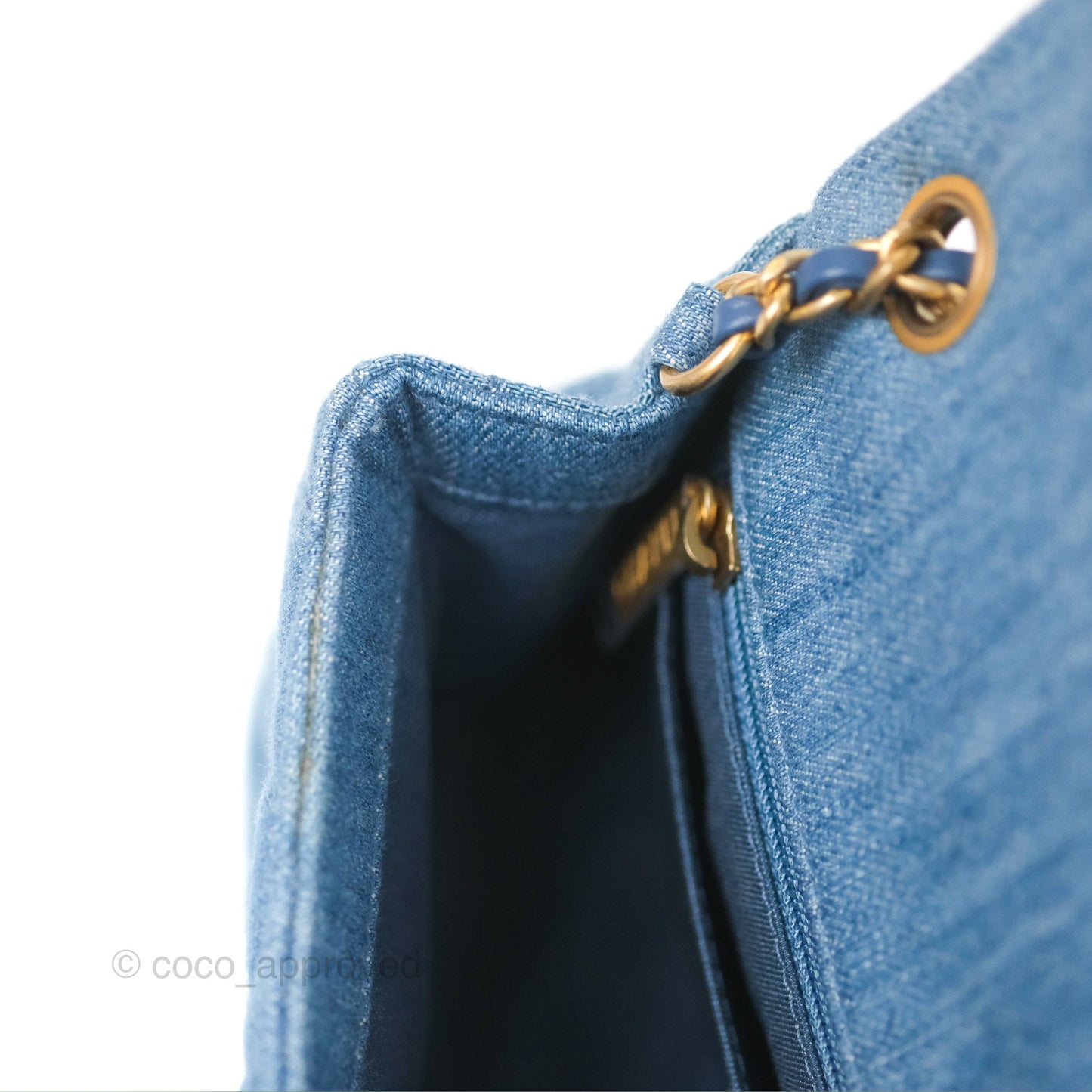 Chanel Mini Rectangular Pearl Crush Quilted Denim Aged Gold Hardware 22C