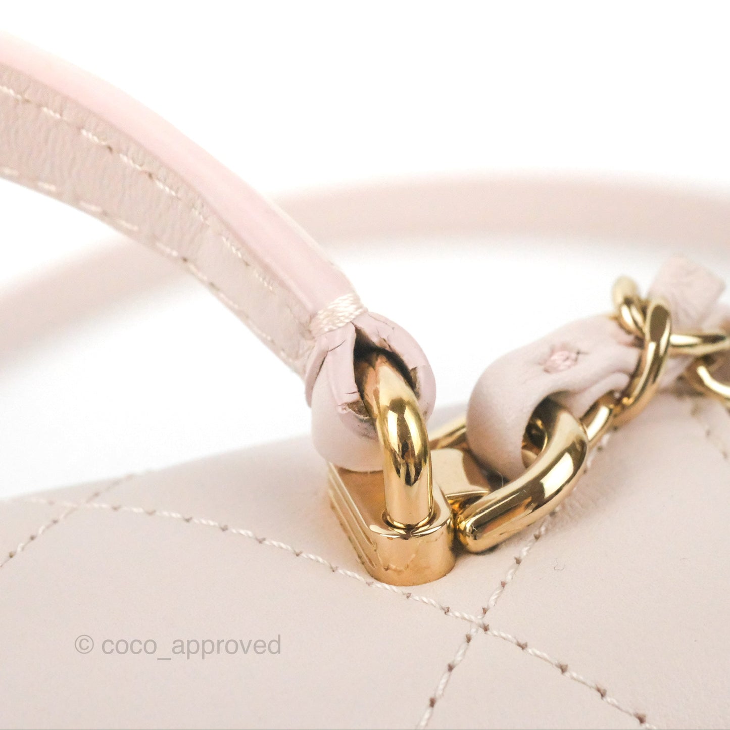 Chanel Small Coco Lady Quilted Flap Bag With Top Handle Light Pink Calfskin Gold Hardware
