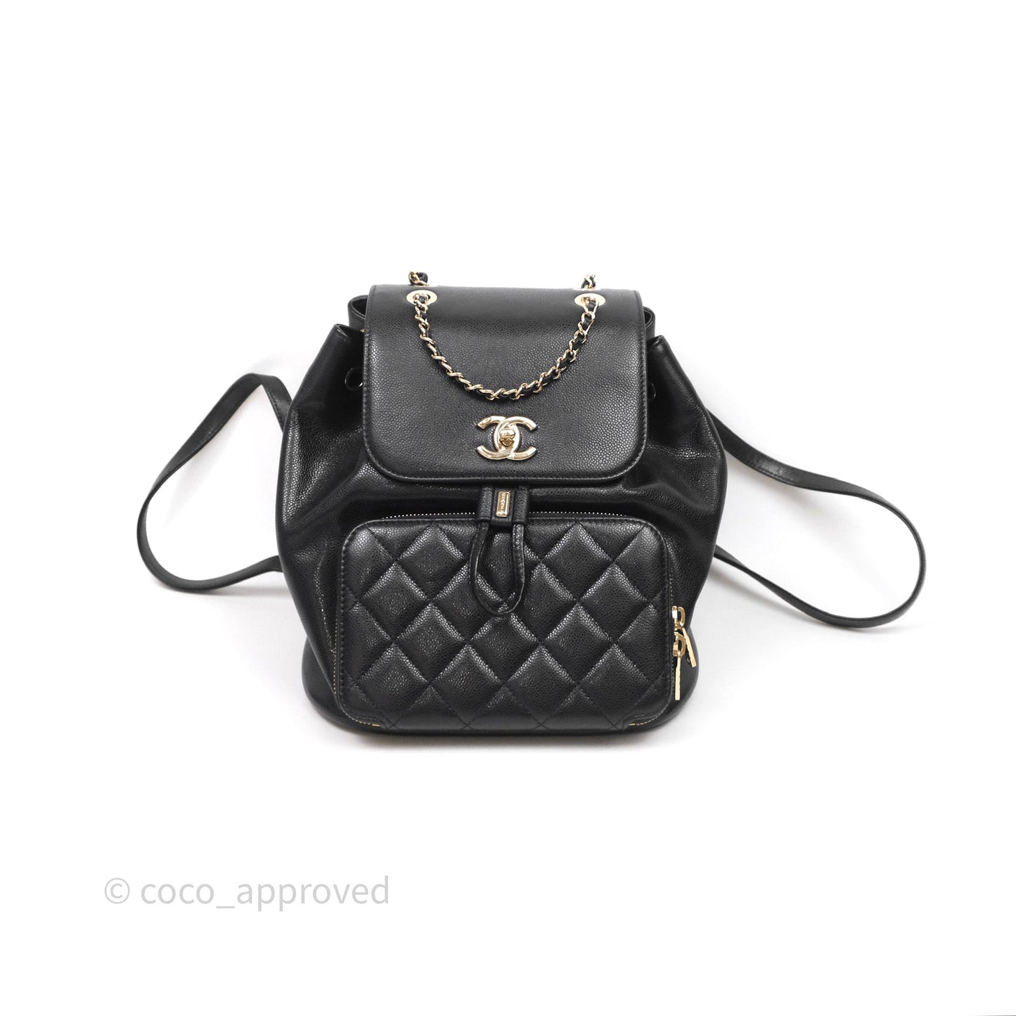Chanel Quilted Business Affinity Backpack Black Caviar Gold Hardware