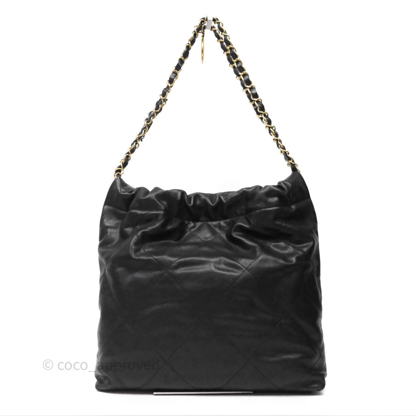Chanel 22 Small Black Shiny Caviar Aged Gold Hardware